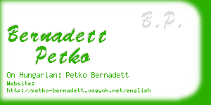 bernadett petko business card